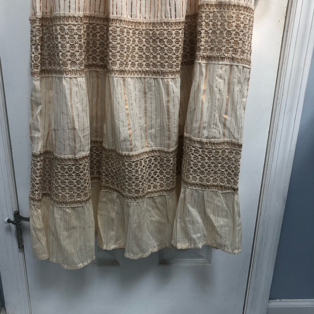 Dress Nado NWT Lined Medium dress Cream Brown Maxi Dress Boho Cotton - Picture 13 of 16